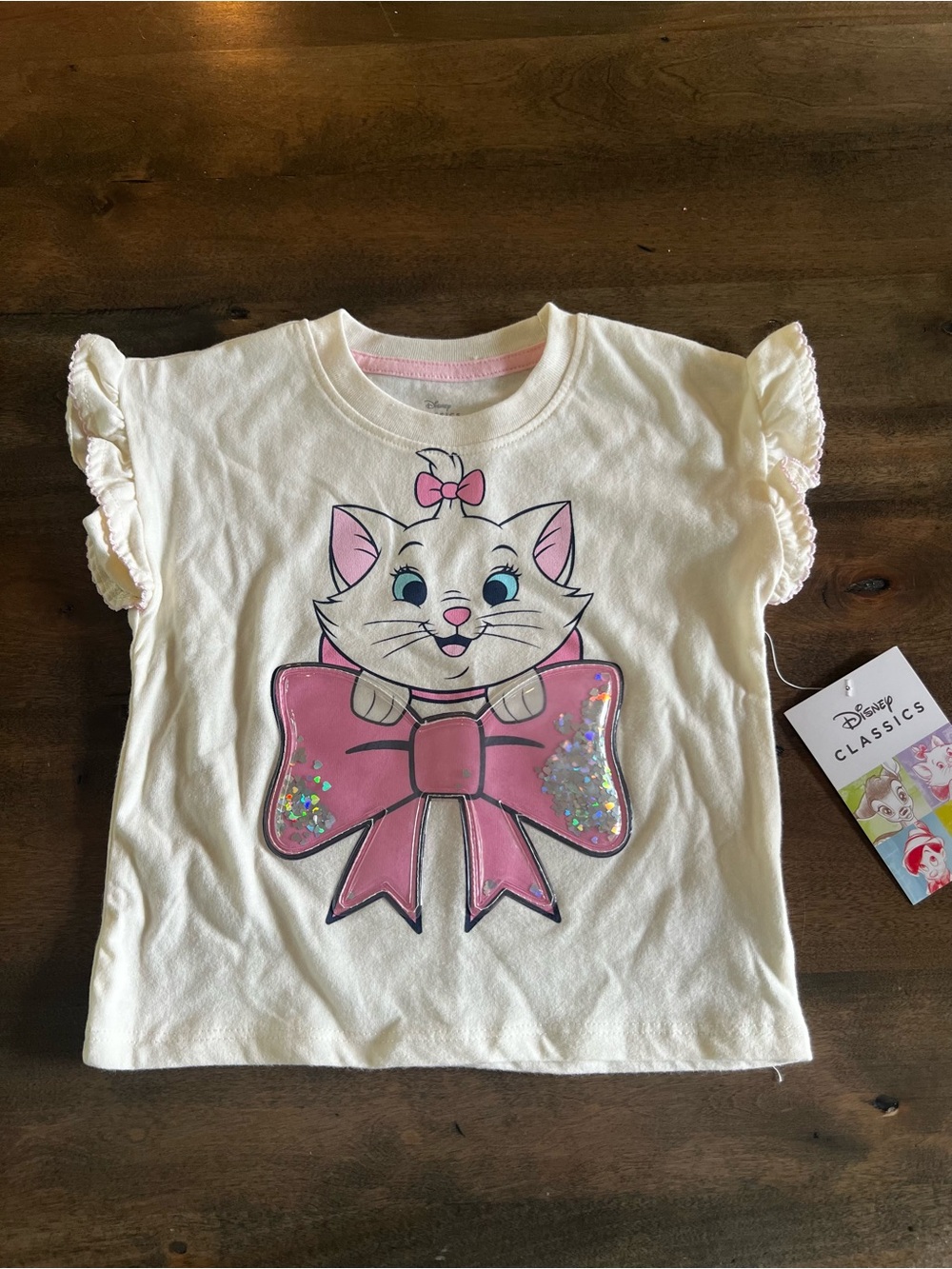 Disney Classics Marie Aristocats Girls 2T Ruffle Shaker Bow Top NWT